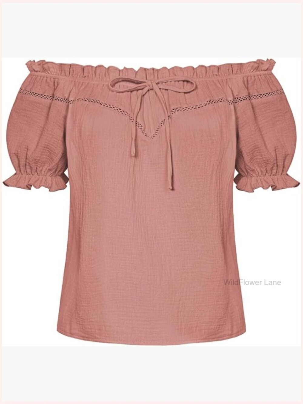 Peasant Blouse Off Shoulder Puff Sleeve Cotton Loose Summer Top